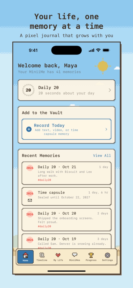 MiniiMe home screen
